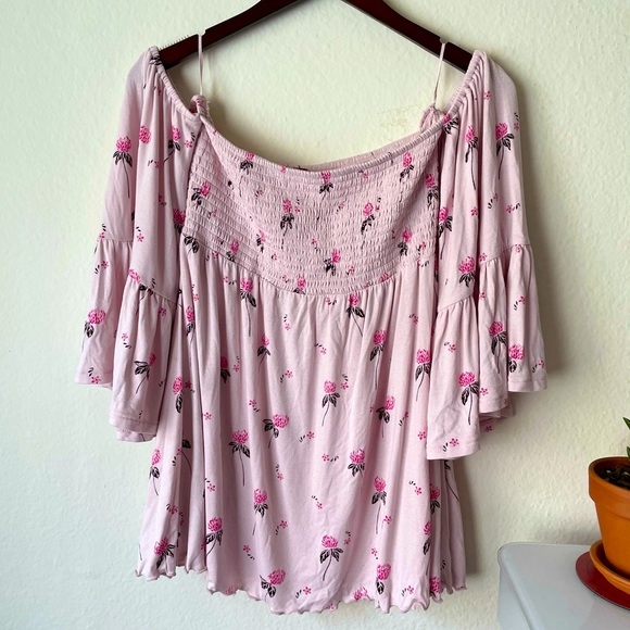 FREE PEOPLE “Lana” Off the Shoulder Tunic in Lilac Floral - Picture 5 of 10